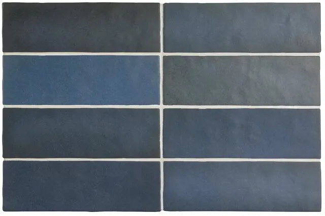 A close-up of a TL 03486 B Sea Blue 200 x 65 mm Matte Finish Wall Tile with a Matte finish available at Material Depot in Bangalore