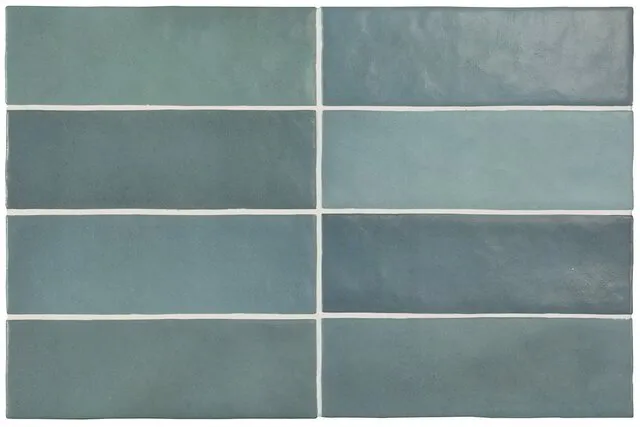 A close-up of a TL 03486 Blue 200 x 65 mm Matte Finish Wall Tile with a Matte finish available at Material Depot in Bangalore