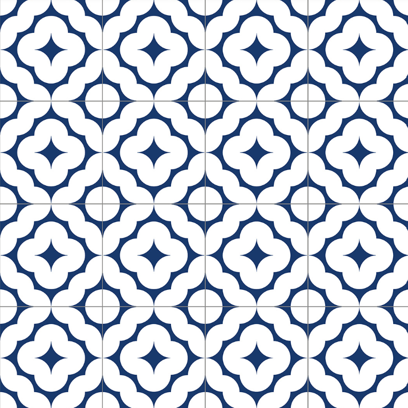 Moroccan Floor & Wall Tile TL 05055 Morissa Azure Cloud Star 1 ft x 1 ft Ceramic Matte Finish - 8 mm | Suitable for Living Room, Bedroom, Bathroom, Kitchen & Balcony | Image 2