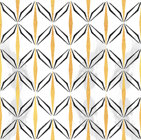 Moroccan Floor & Wall Tile TL 05057 Morissa Golden Black Fly 1 ft x 1 ft Ceramic Matte Finish - 8 mm | Suitable for Living Room, Bedroom, Bathroom, Kitchen & Balcony | Image 1