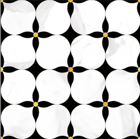 Moroccan Floor & Wall Tile TL 05058 Morissa Monochrome Floral Petal 1 ft x 1 ft Ceramic Matte Finish - 8 mm | Suitable for Living Room, Bedroom, Bathroom, Kitchen & Balcony | Image 1