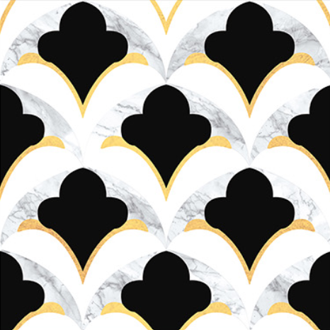 Moroccan Floor & Wall Tile TL 05059 Morissa Marbello Black Petal 1 ft x 1 ft Ceramic Matte Finish - 8 mm | Suitable for Living Room, Bedroom, Bathroom, Kitchen & Balcony | Image 1