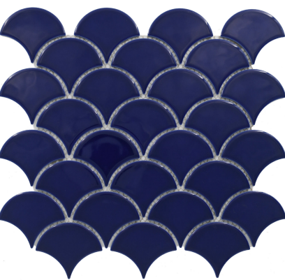 Subway Mosaic Wall Tile TL 05280 G Fishscale Azul Ocean 292 x 292 mm (Chip Size - 69.91x79.5 mm) Ceramic Glossy Finish - 8 mm | Suitable for Bathroom,Kitchen,Swimming Pool,Accent / Feature Walls | Image 1