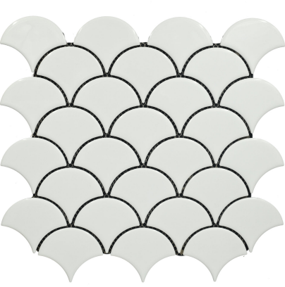 Subway Mosaic Wall Tile TL 05280 Fishscale Bianco Bruno 292 x 292 mm (Chip Size - 69.91x79.5 mm) Ceramic Glossy Finish - 8 mm | Suitable for Bathroom,Kitchen,Swimming Pool,Accent / Feature Walls | Image 1