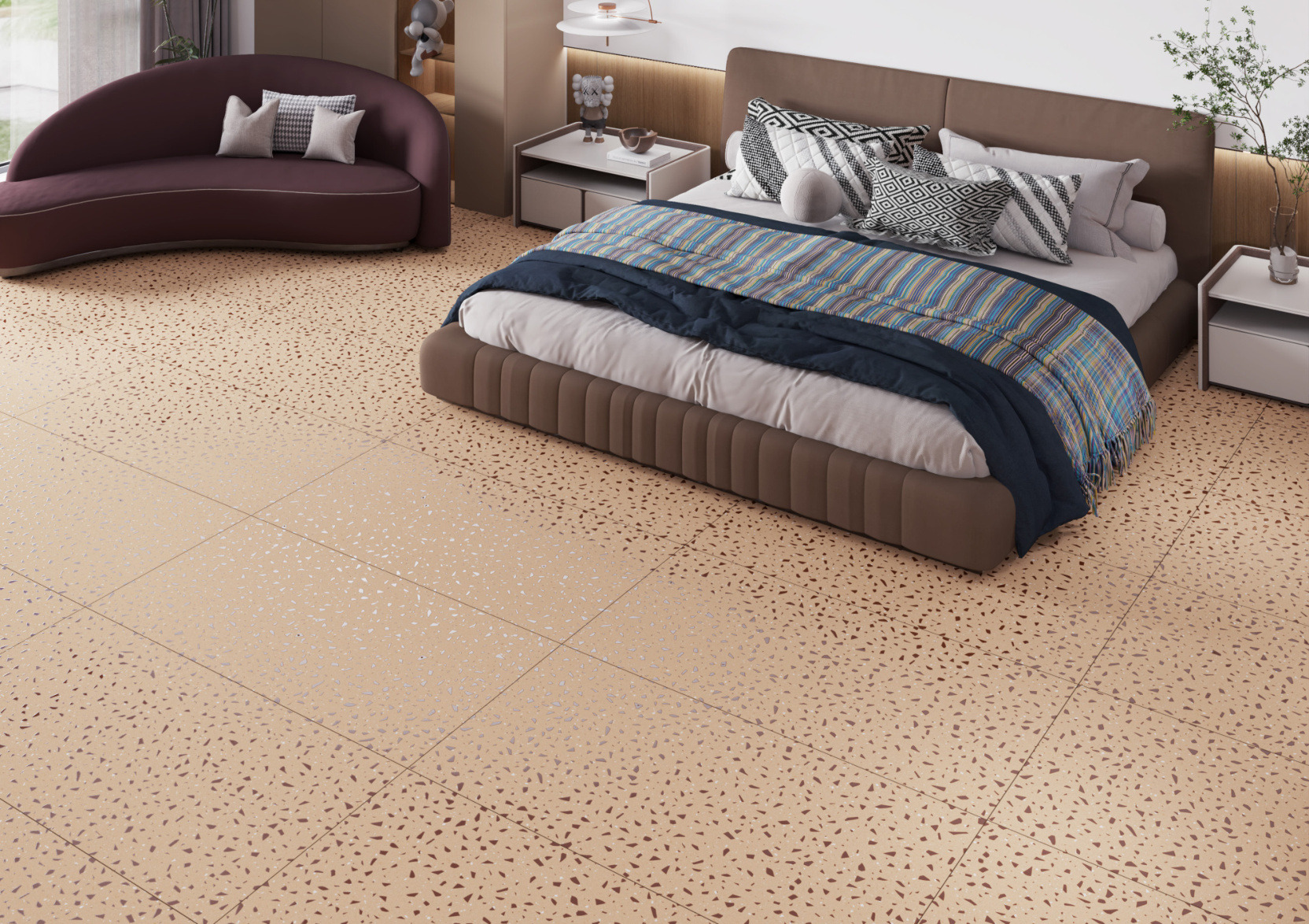 Elegant Terrazzo Floor in Contemporary Bedroom | Material Depot