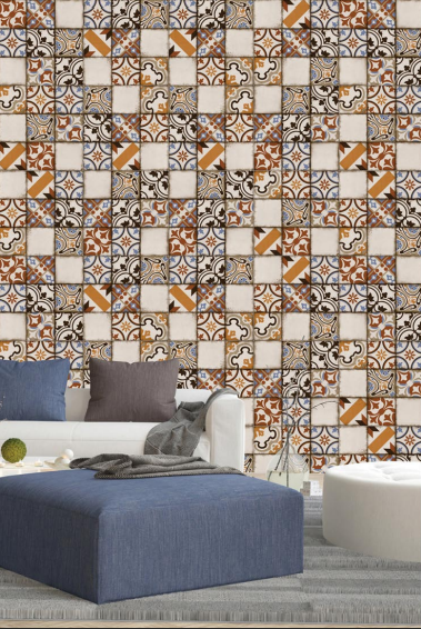 Moroccan Floor & Wall Tile TL 05043 Morissa Fez Florals 1 ft x 1 ft Ceramic Matte Finish - 7.5 mm | Random Design | Suitable for Living Room, Bedroom, Bathroom, Kitchen & Balcony | Image 2