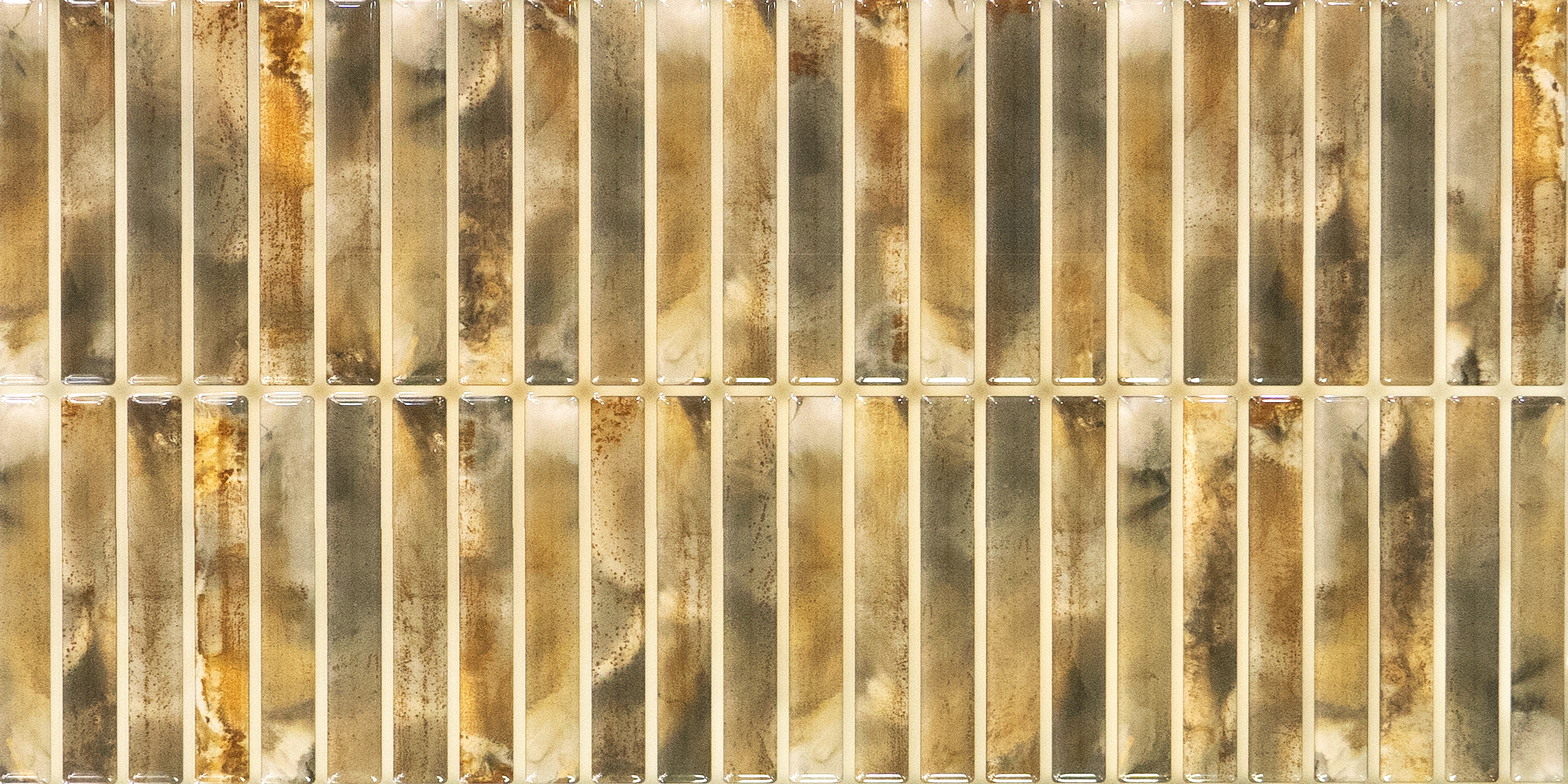 Faux Subway Wall Tile TL 05376 D Miraq Kitkat Crystal Beige 2 ft x 1 ft Ceramic Glossy Finish - 8 mm | Suitable For Kitchen, Bathroom Walls and Backsplashes | Image 1