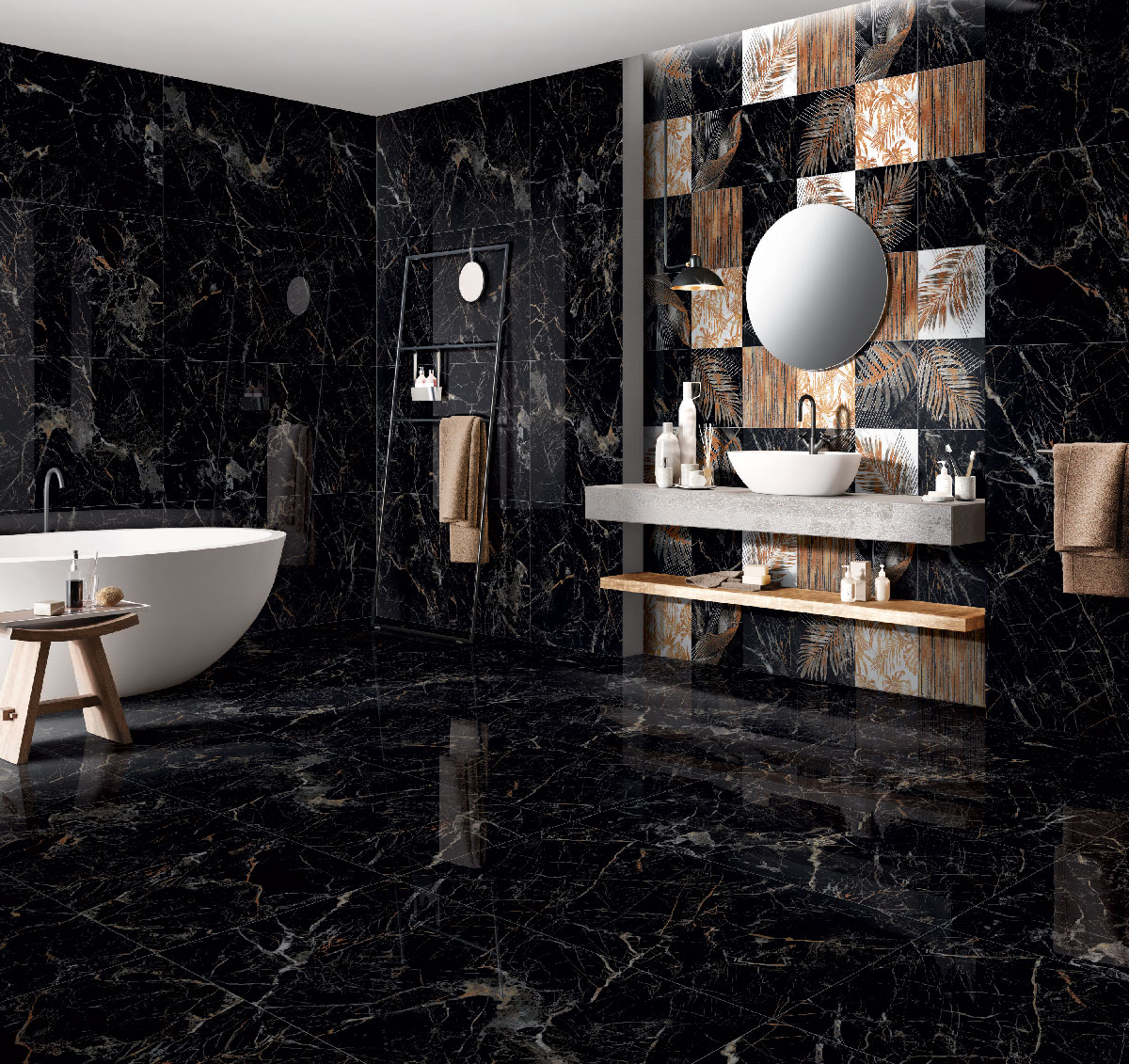 TL 02160 Costa Black Decore 1200x600 mm Glossy Finish Vitrified Wall & Floor Tile - 9 mm | Image 2