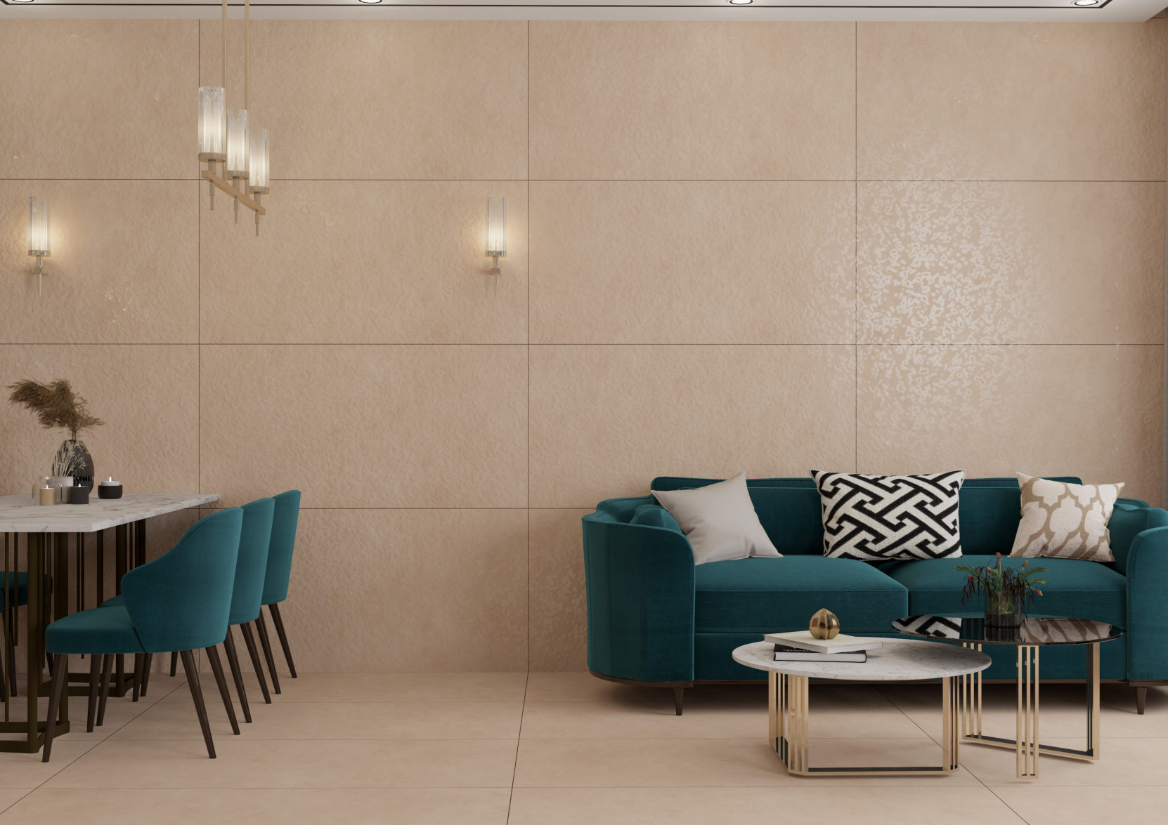 Sandstone Elegance Living Room | Material Depot