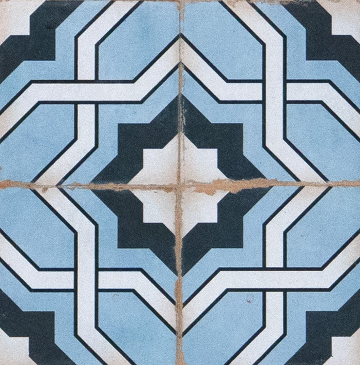 Subway Moroccan Wall & Floor Tile TL 05243 Tropea Ornate Blue 8 x 8 inch Vitrified Matte Finish - 8 mm | 8 Random Faces | Suitable for Living Room, Accent / Feature Walls, Bathroom, Kitchen Wall & Backsplashes | Image 1