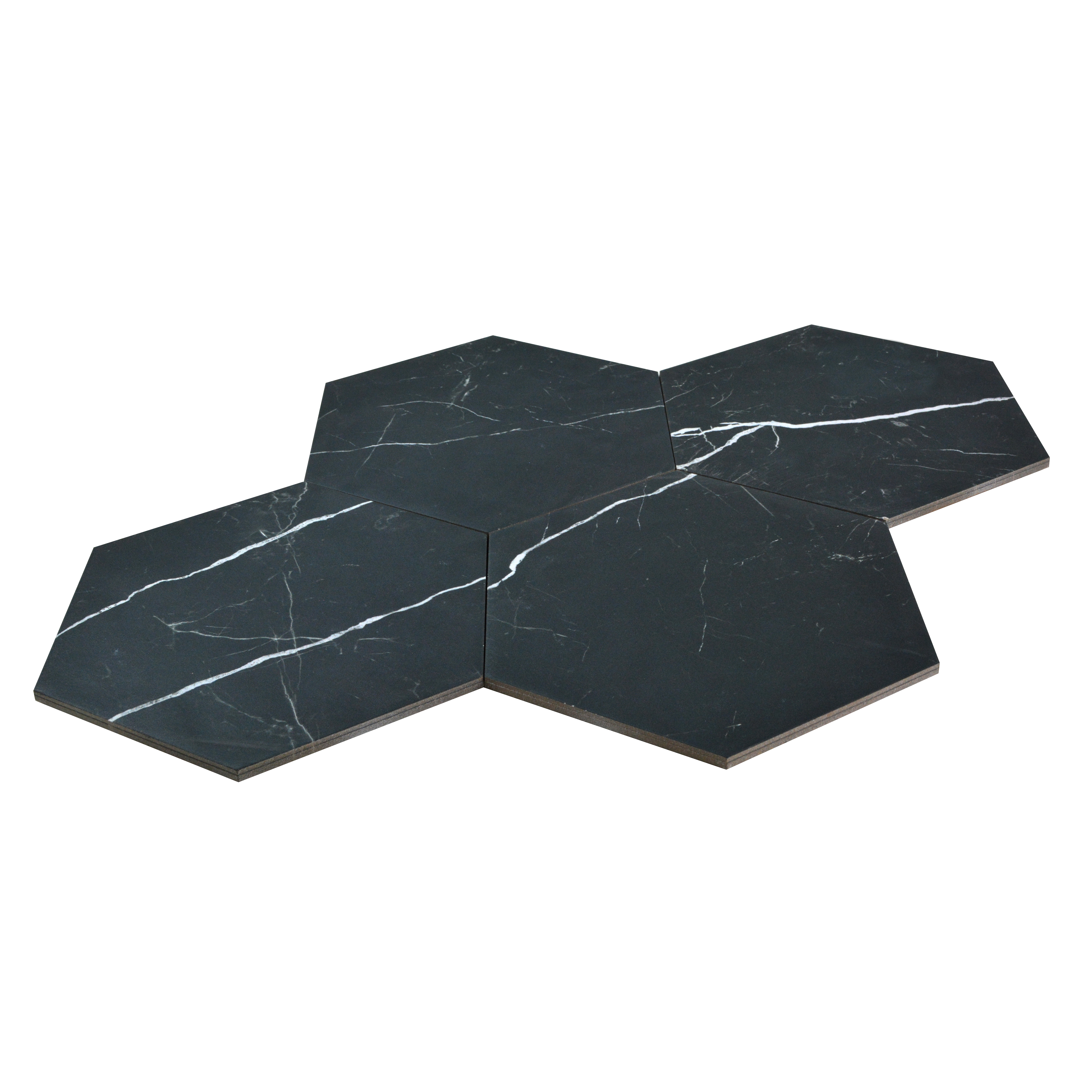 Subway Wall & Floor Tile TL 05274 D Hexalite Black Ice 10 x 9 inch (250x220 mm) Vitrified Matte Finish - 8 mm | Random Design | Suitable for Living Room, Accent / Feature Walls, Bathroom, Kitchen Wall & Backsplashes | Image 2