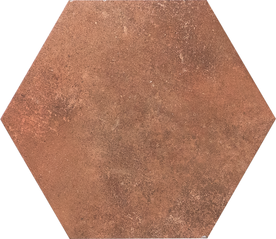 Subway Wall & Floor Tile TL 05275 D Hexalite Terracotta 10 x 9 inch (250x220 mm) Vitrified Matte Finish - 8 mm | 20 Random Faces | Suitable for Living Room, Accent / Feature Walls, Bathroom, Kitchen Wall & Backsplashes | Image 1