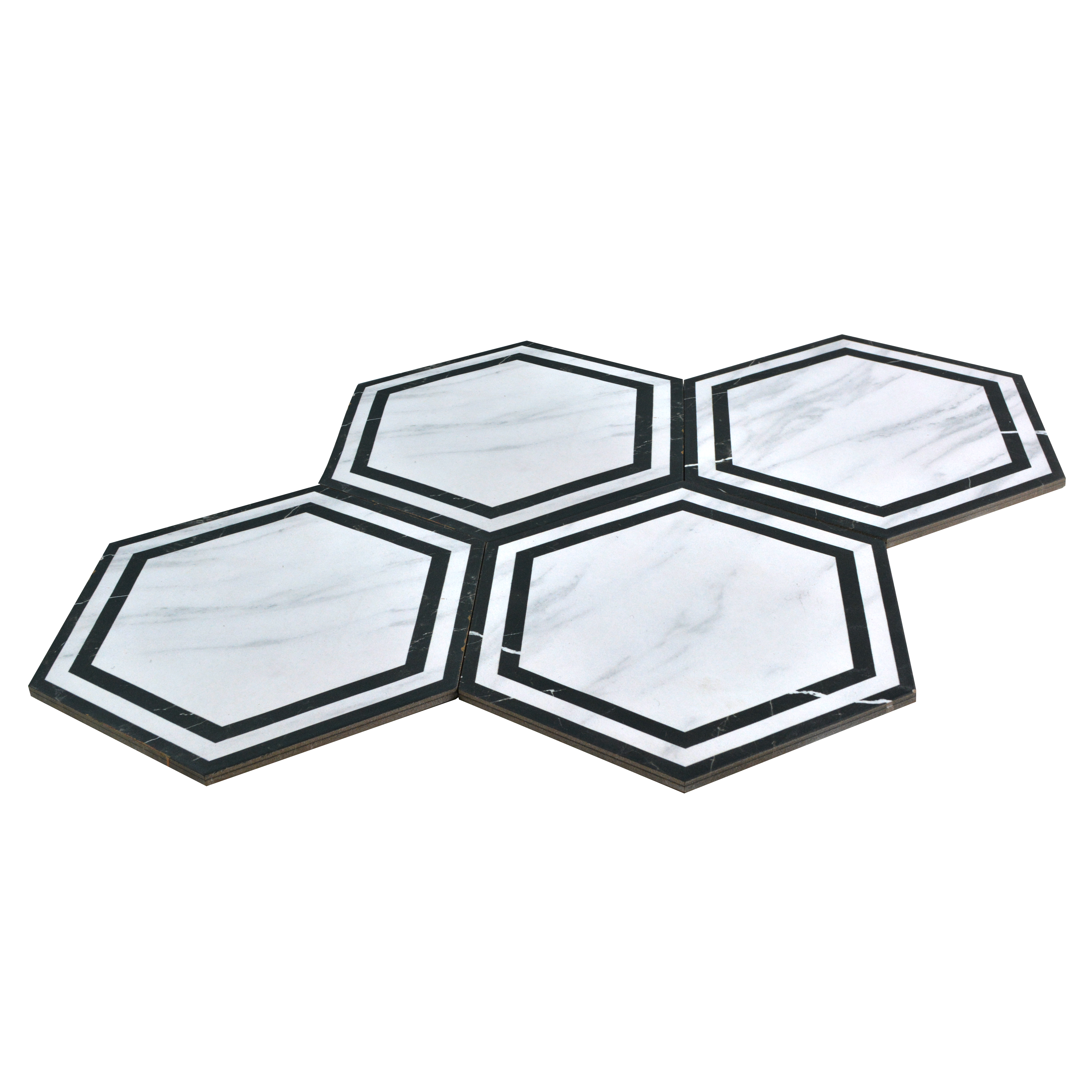 Subway Wall & Floor Tile TL 05274 B Hexalite Black Ice Frame 10 x 9 inch (250x220 mm) Vitrified Matte Finish - 8 mm | Suitable for Living Room, Accent / Feature Walls, Bathroom, Kitchen Wall & Backsplashes | Image 2