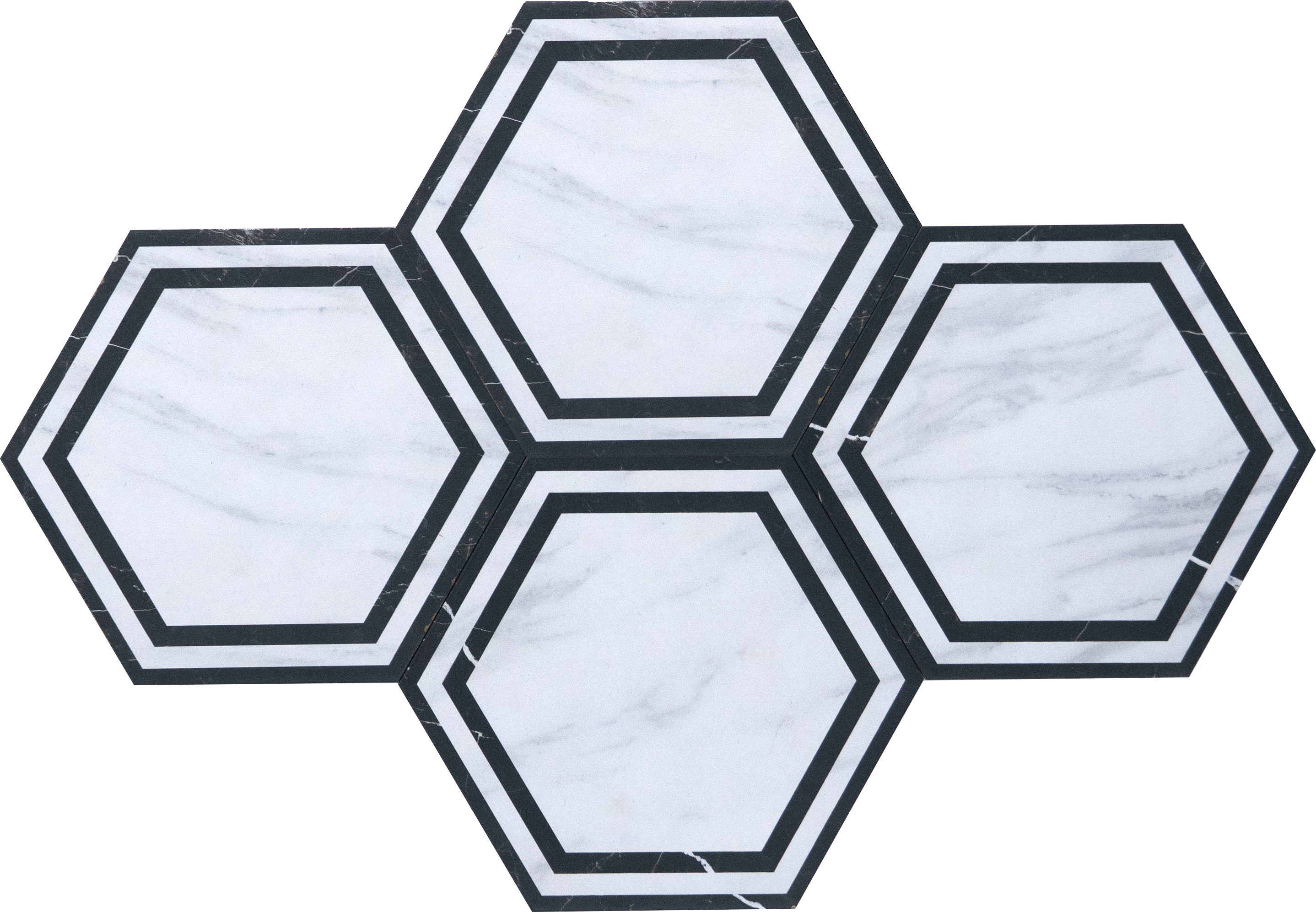 Subway Wall & Floor Tile TL 05274 B Hexalite Black Ice Frame 10 x 9 inch (250x220 mm) Vitrified Matte Finish - 8 mm | Suitable for Living Room, Accent / Feature Walls, Bathroom, Kitchen Wall & Backsplashes | Image 3