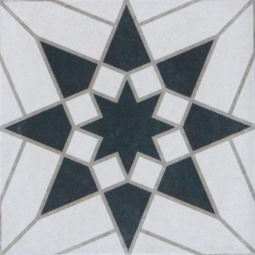 Subway Moroccan Wall & Floor Tile TL 05262 G Solana Bianco Black Decor 8 x 8 inch Vitrified Matte Finish - 8 mm | Suitable for Living Room, Accent / Feature Walls, Bathroom, Kitchen Wall & Backsplashes | Image 1