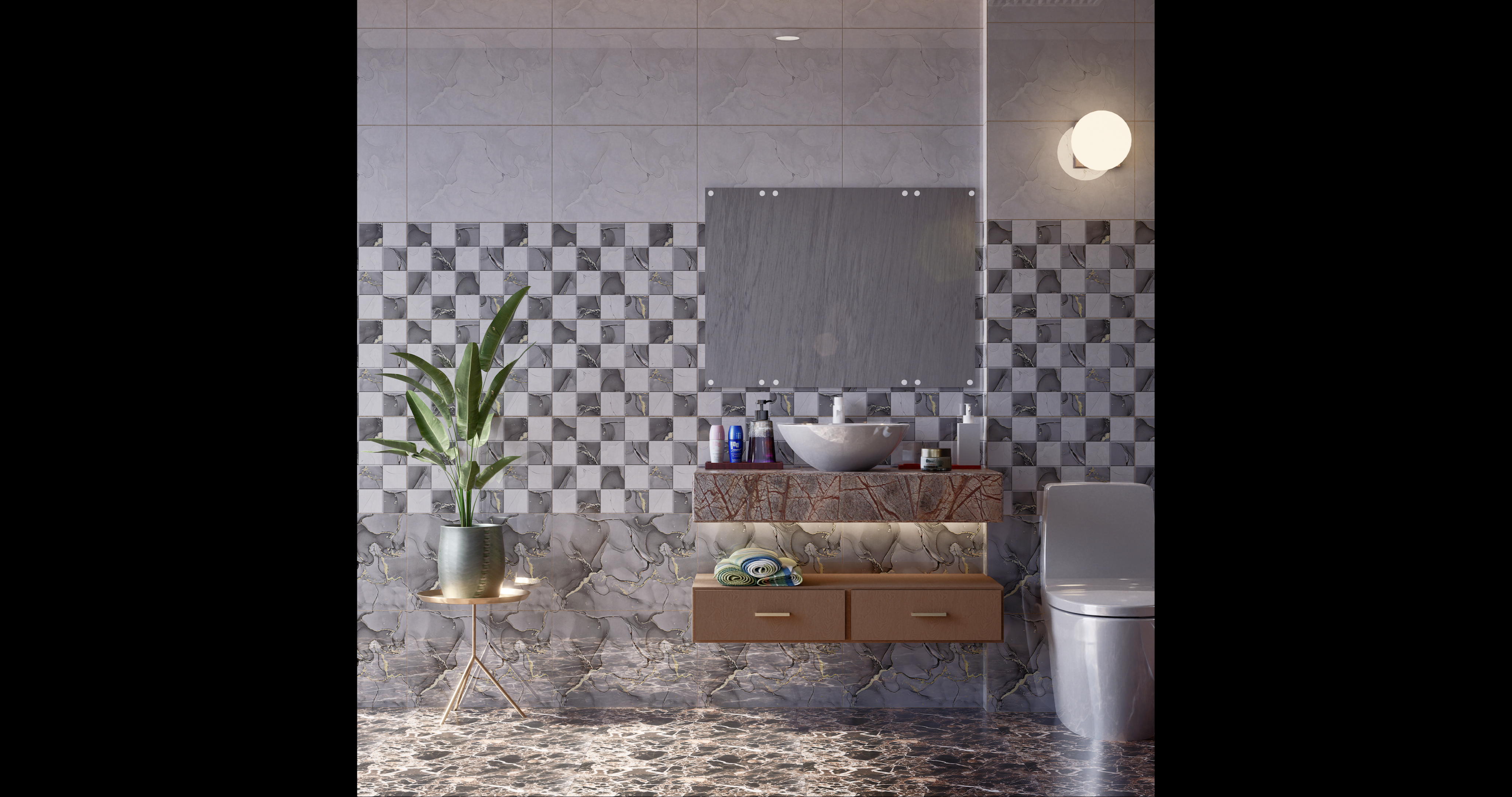 Product Application image of Silver TL 01915 C Stone look Tile in Bathroom