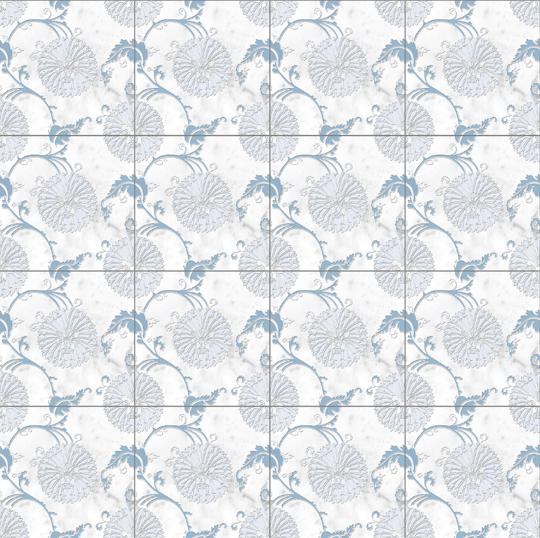 Moroccan Floor & Wall Tile TL 05068 Morissa Winter Floral 1 ft x 1 ft Ceramic Matte Finish - 8 mm | Suitable for Living Room, Bedroom, Bathroom, Kitchen & Balcony | Image 2