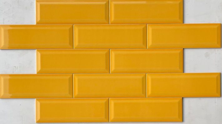 Starco Ceramic Bevelled 300x100 mm Glossy Finish Mango Yellow Colour Tile| Image 1