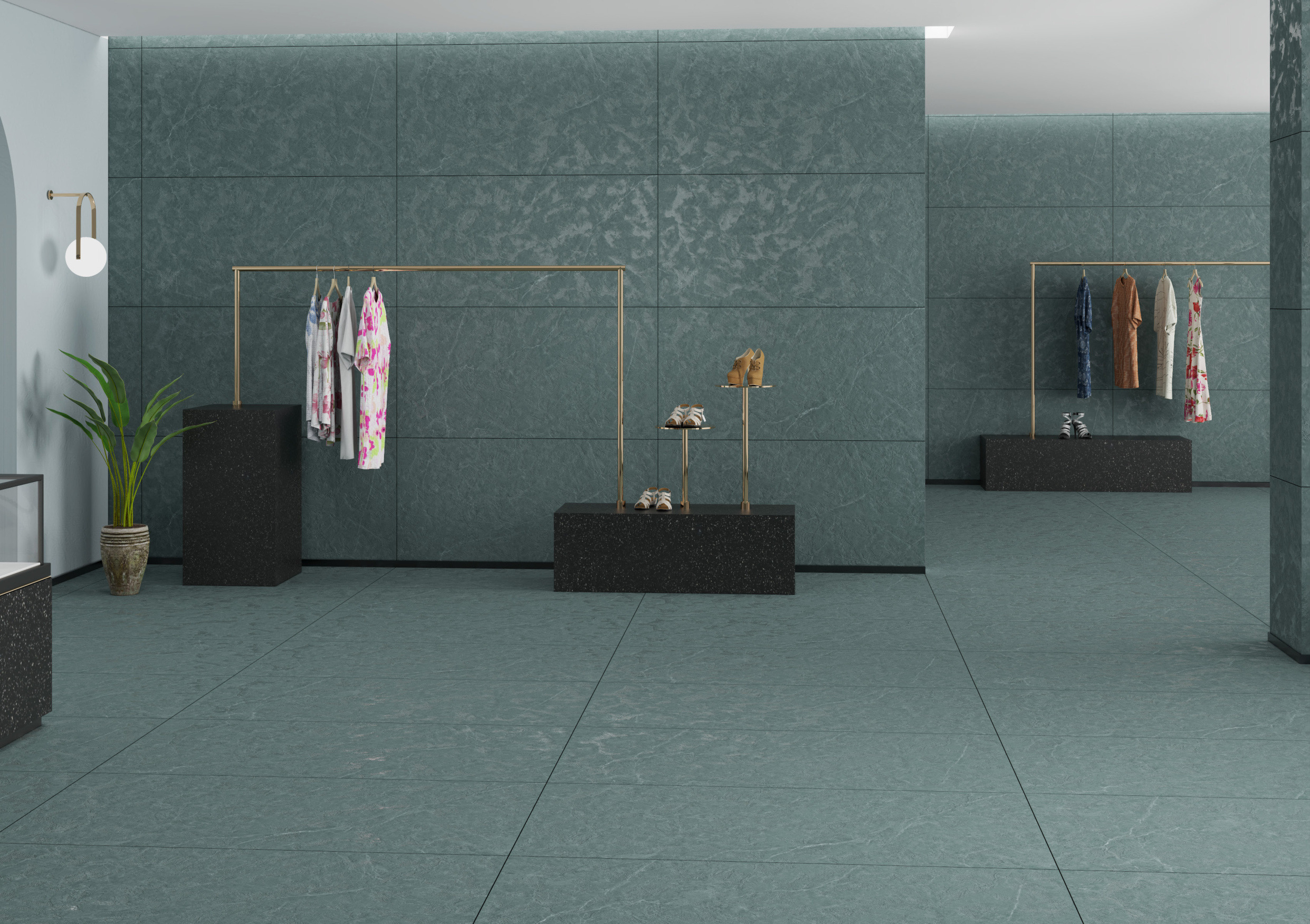 Elegant Green Tile Retail Space | Material Depot