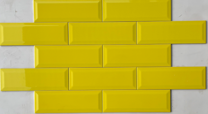 TL 00004 D 12x4 inches Yellow Bevelled Glossy Finish Tile | Image 1