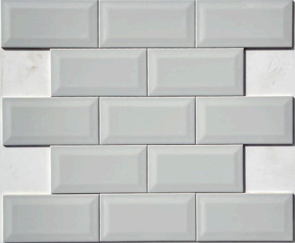 TL 00005 F 8x4 inches Cool Grey Bevelled Glossy Finish Tile | Image 2