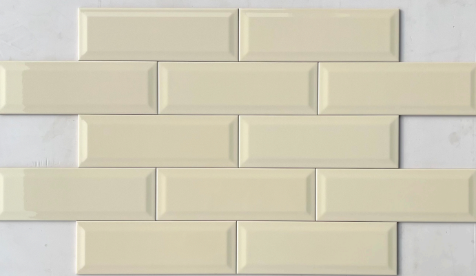 TL 00003 B 12x4 inches Ivory Bevelled Glossy Finish Tile | Image 1