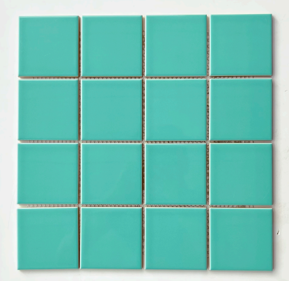 TL 00051 3x3 inches Aqua Green Plain Glossy Finish Tile | Image 1