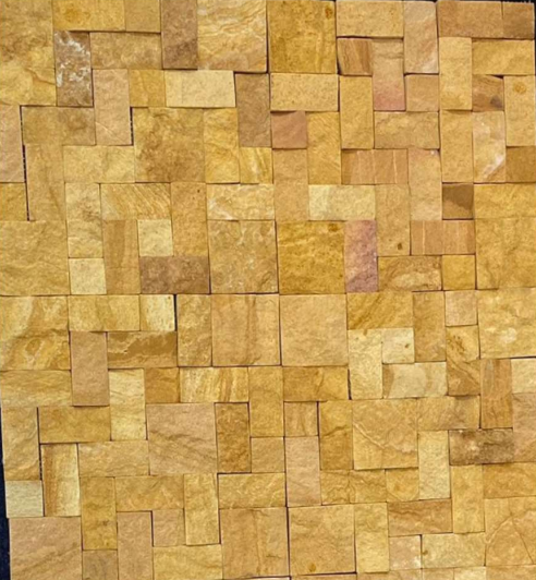 A close-up of a 1011 Teak Set Pattern 304.8x304.8 mm Wall Cladding available at Material Depot in Bangalore