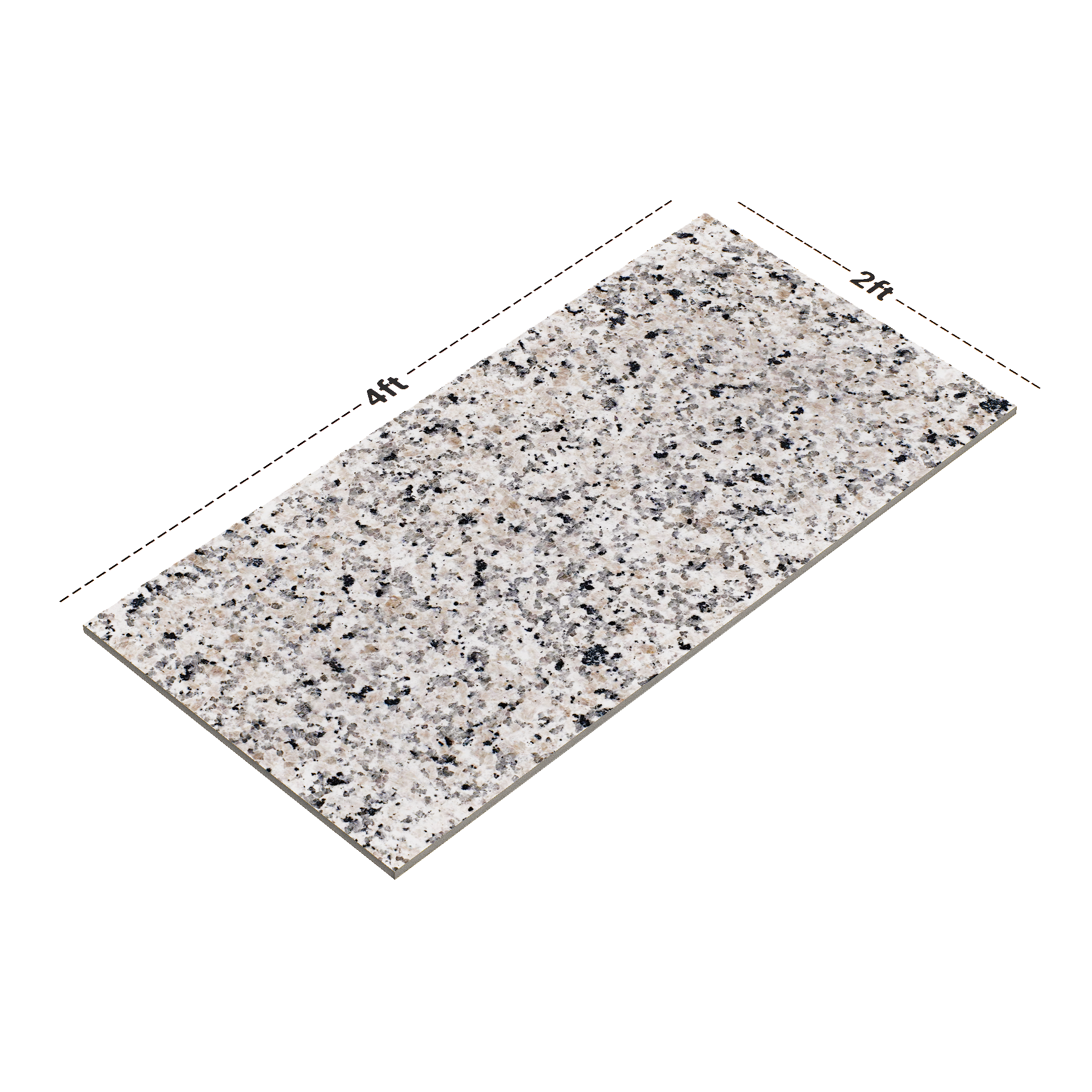 Dimension image of TL 00150 White 4 ft x 2 ft Lapato Finish Vitrified Wall & Floor Tile - 9 mm | Material Depot