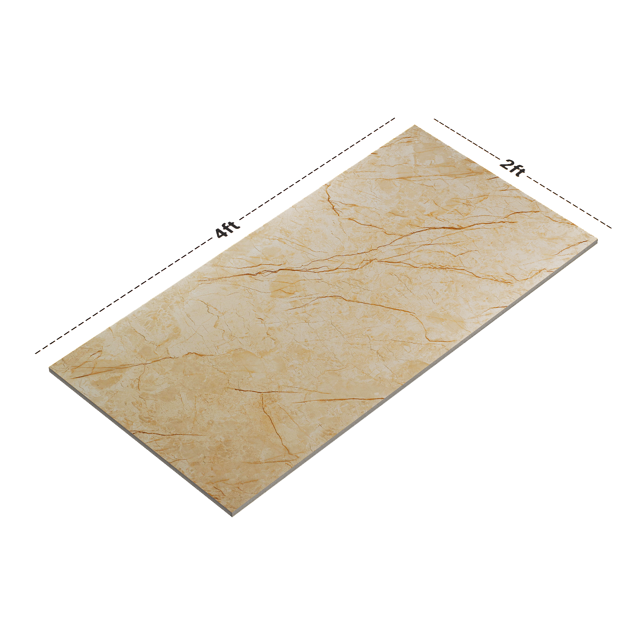 Dimension image of TL 00169 Vanilla Beige 4 ft x 2 ft Endless Carving Matte Finish Vitrified Floor Tile - 9 mm | Material Depot