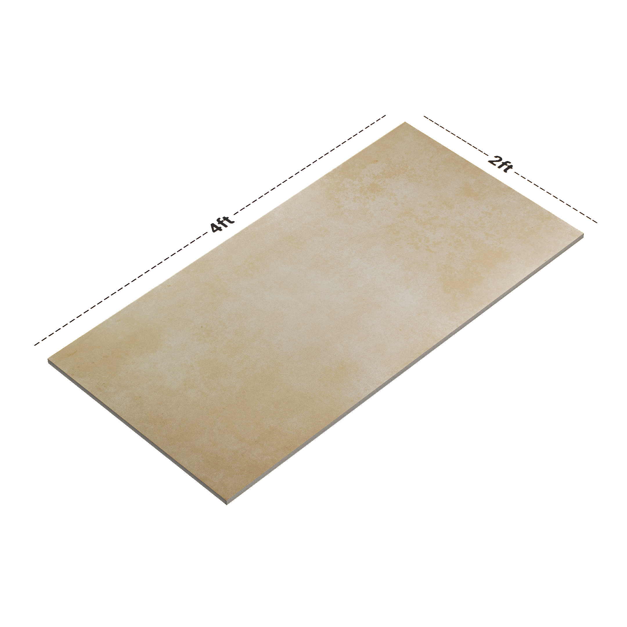 Dimension image of TL 00190 Caramel Beige 4 ft x 2 ft Matte Finish Vitrified Floor Tile - 9 mm | Material Depot