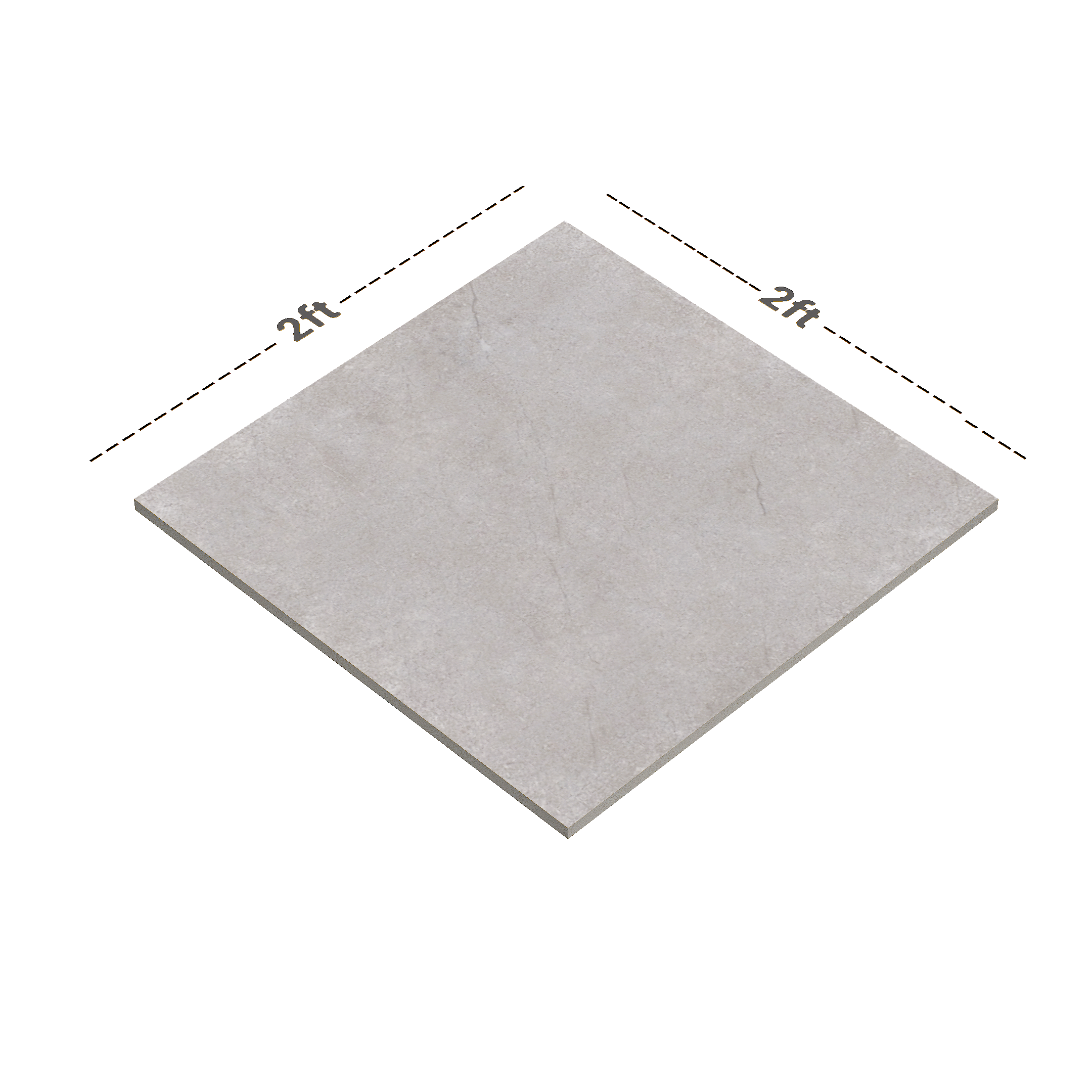 Dimension image of TL 00576 Grey 2 ft x 2 ft Matte Finish Digital Porcelain Floor & Wall Tile - 9.5 mm | Material Depot