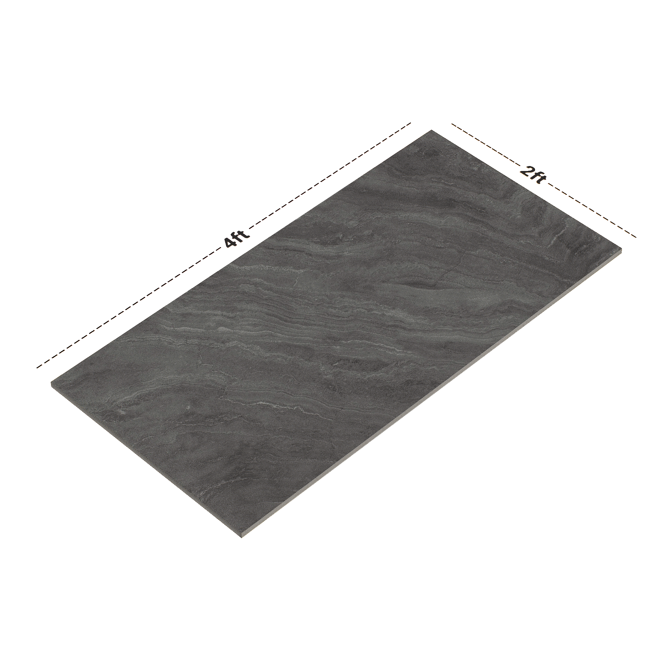 Dimension image of TL 00748 Marmi Slate Grey 1200 x 600 mm Matte Finish Full Body Wall Tile - 9 mm | Material Depot