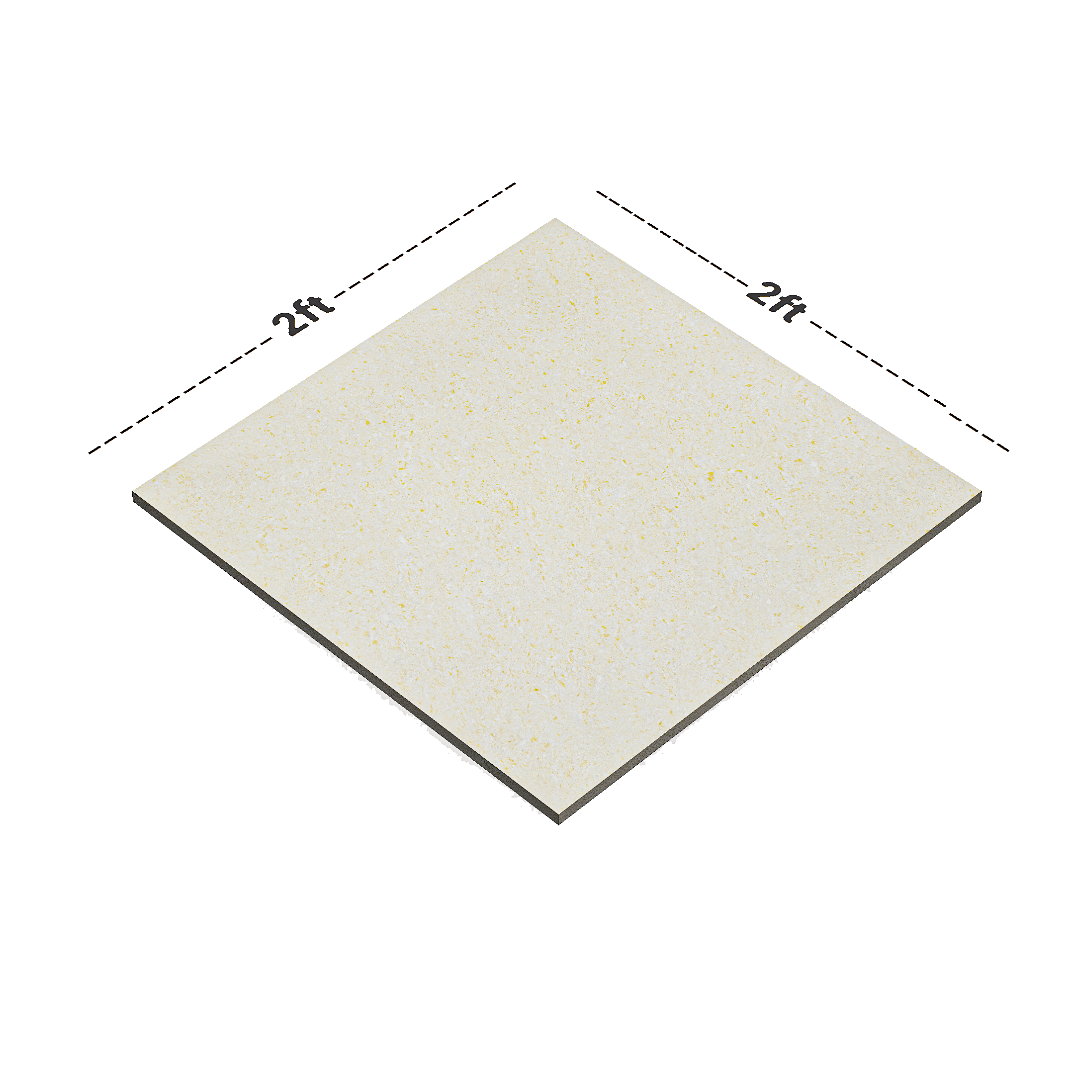 Dimension image of TL 00980 Feeble Yellow 2 ft x 2 ft Vitified Floor & Wall Tile - 8 mm | Material Depot