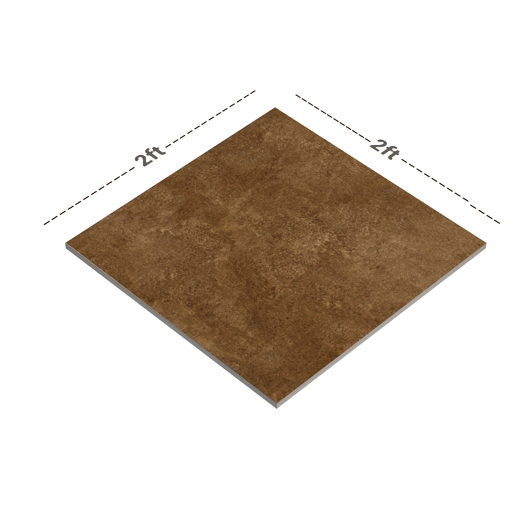 Dimension image of TL 01483 A Dun Brown 2 ft x 2 ft Matte Finish Wall and Floor Porcelain Tile - 9 mm | Material Depot