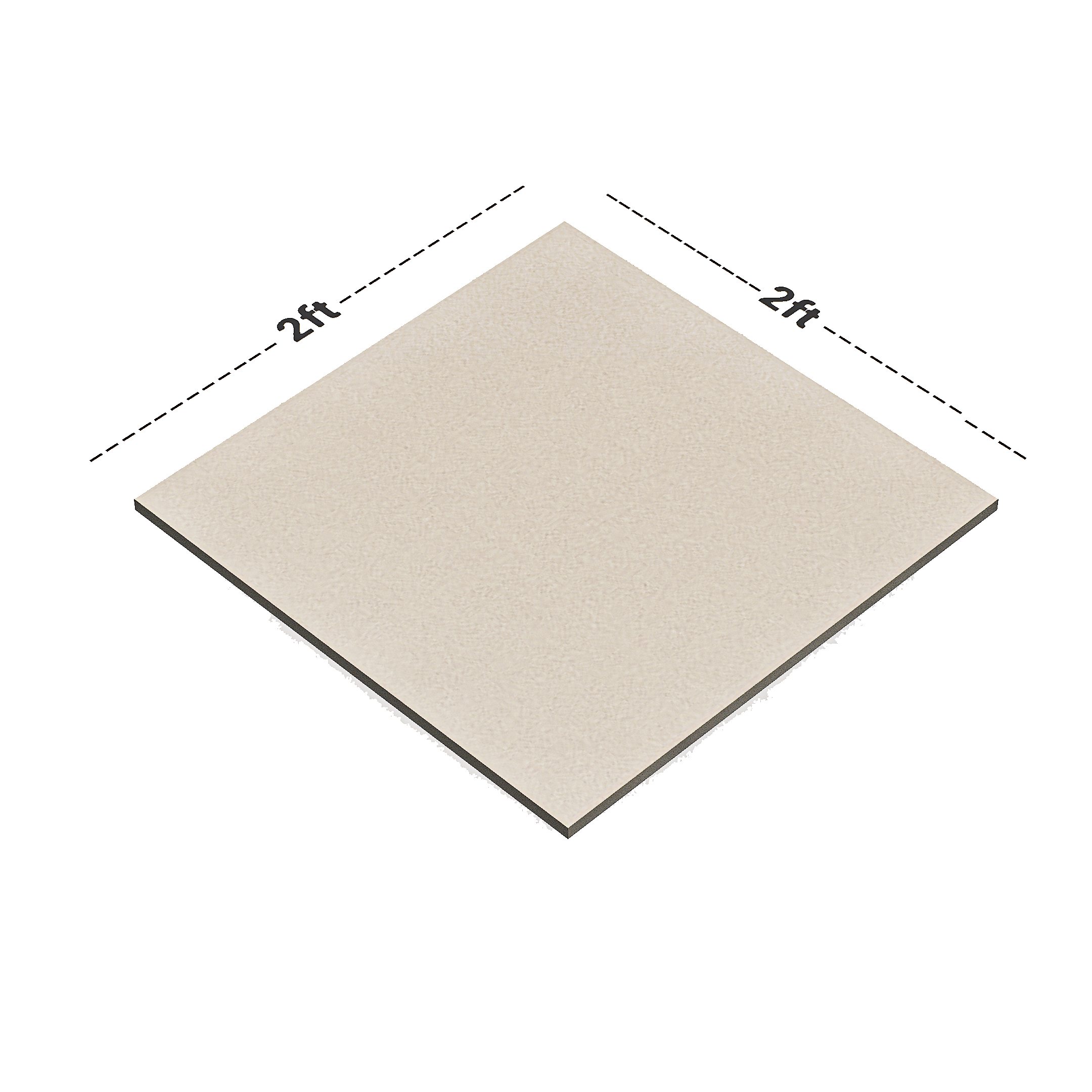 Dimension image of TL 01484 B Cream 2 ft x 2 ft Matte Finish Wall and Floor Porcelain Tile - 9 mm | Material Depot