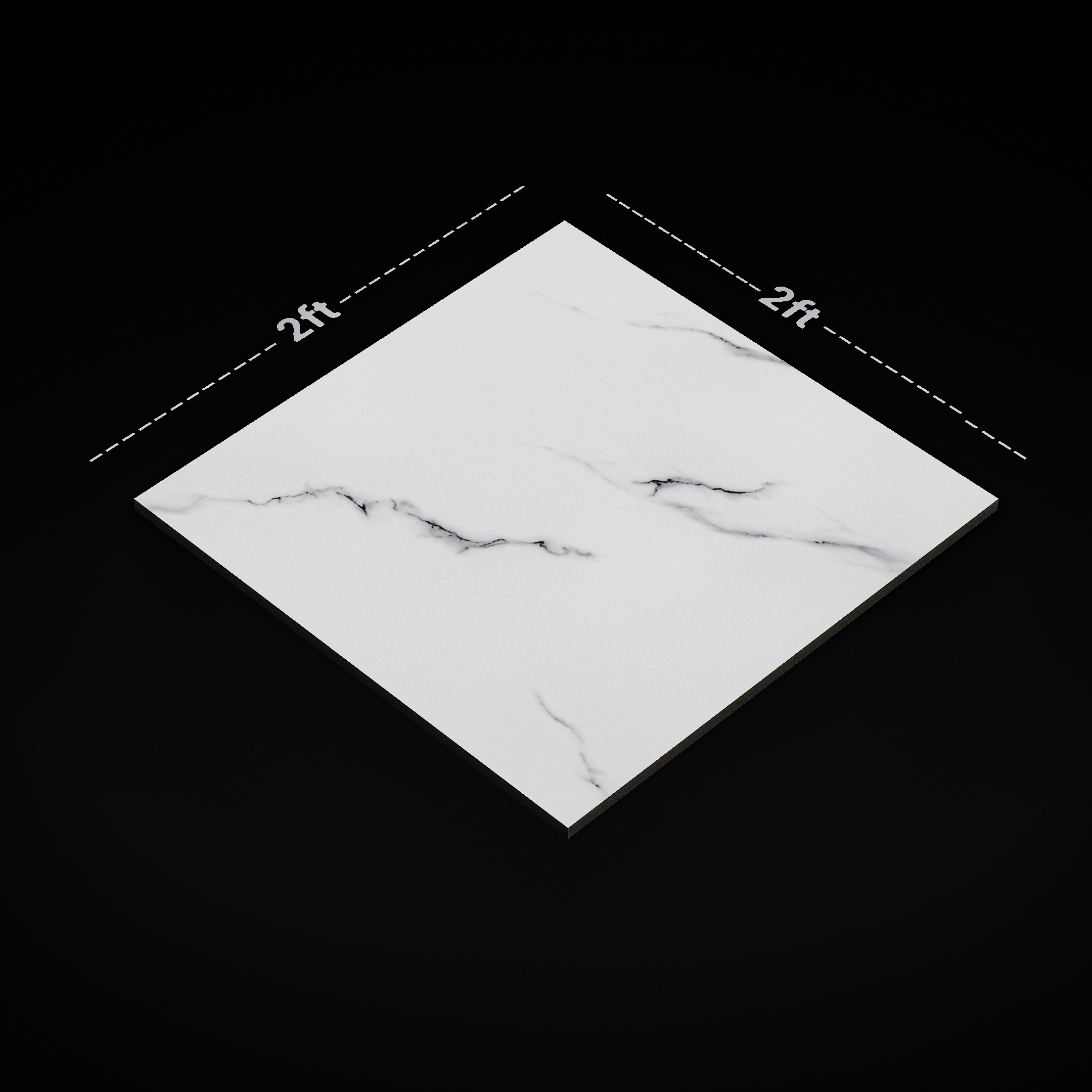 Dimension image of TL 01485 Pearl White 2 ft x 2 ft Matte Finish Wall and Floor Porcelain Tile - 9 mm | Material Depot