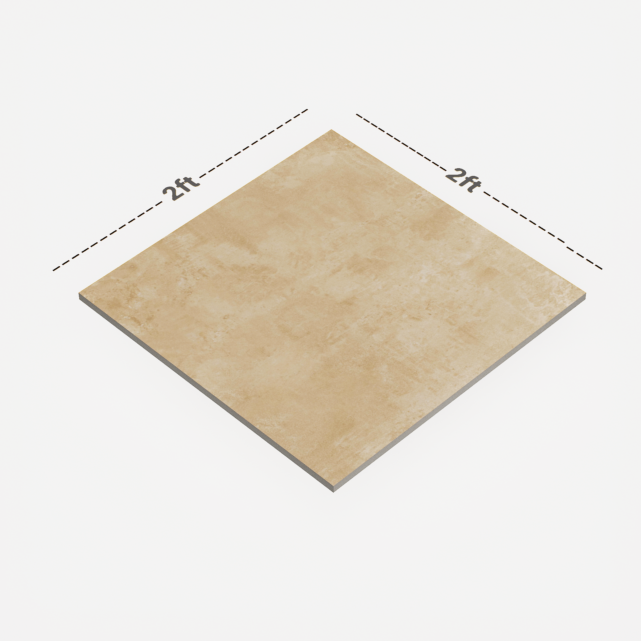 Dimension image of TL 01492 Chamoisee Brown 2 ft x 2 ft Matte Finish Wall and Floor Porcelain Tile - 9 mm | Material Depot