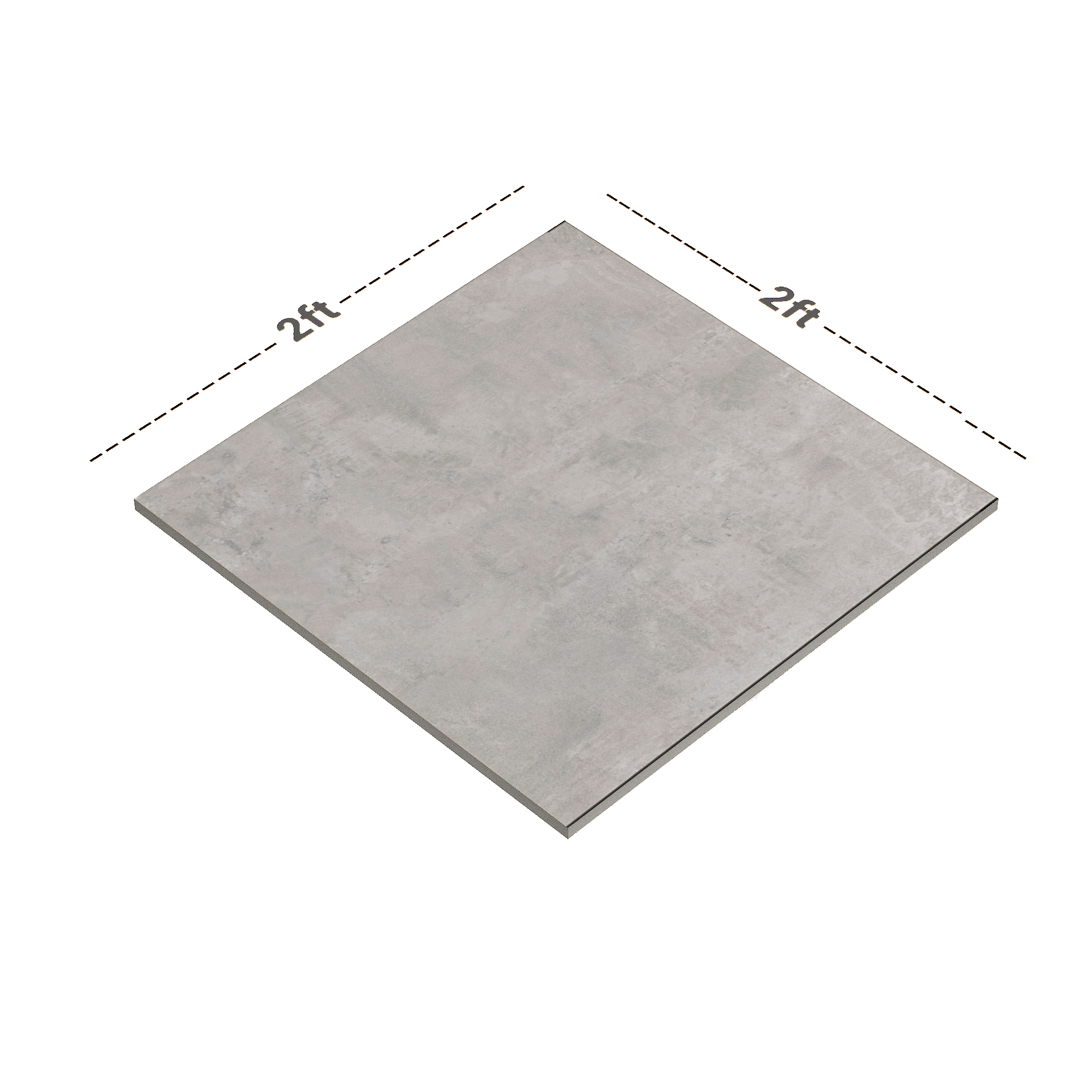 Dimension image of TL 01493 Ash Grey 2 ft x 2 ft Matte Finish Wall and Floor Porcelain Tile - 9 mm | Material Depot