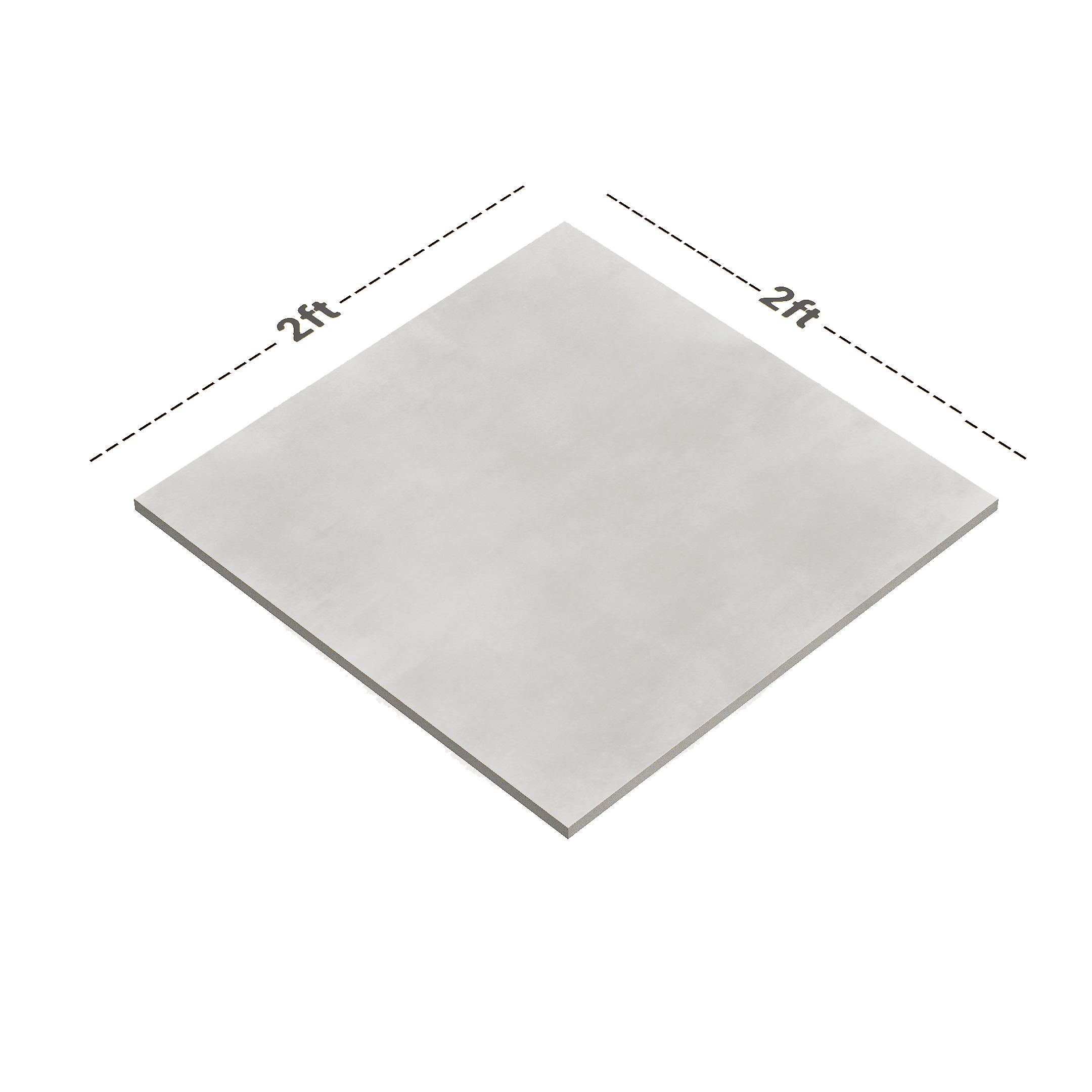 Dimension image of TL 01498 Grey 2 ft x 2 ft Matte Finish Wall and Floor Porcelain Tile - 9 mm | Material Depot