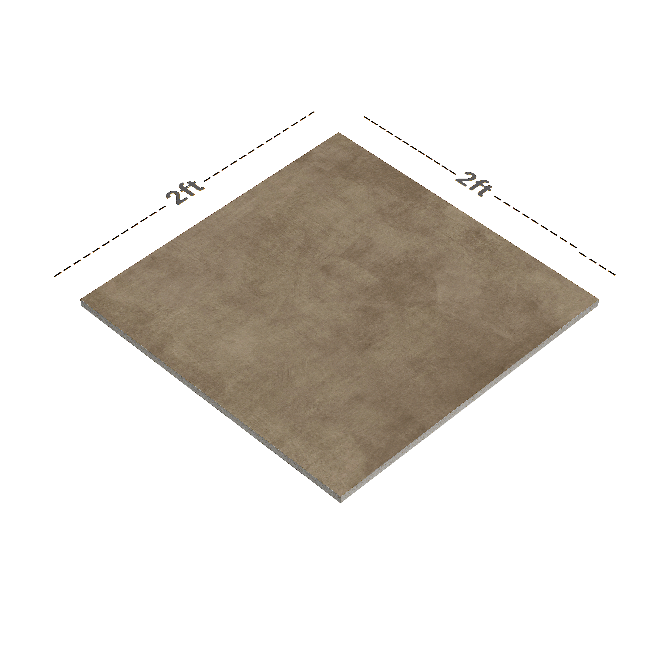 Dimension image of TL 01499 A Brown 2 ft x 2 ft Matte Finish Wall and Floor Porcelain Tile - 9 mm | Material Depot