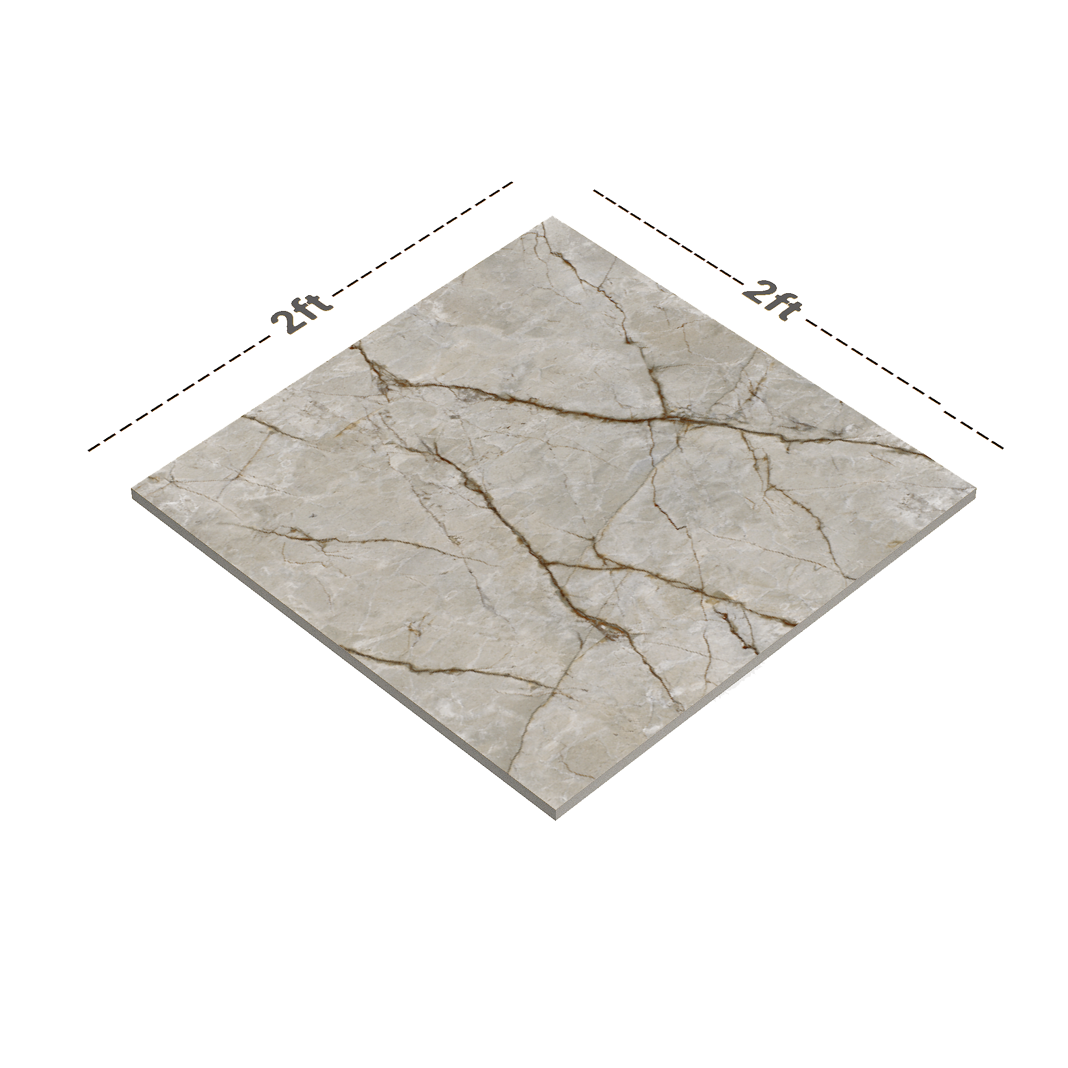 Dimension image of TL 01503 Beige 2 ft x 2 ft Matte Finish Wall and Floor Porcelain Moroccan Tile - 9 mm | Material Depot