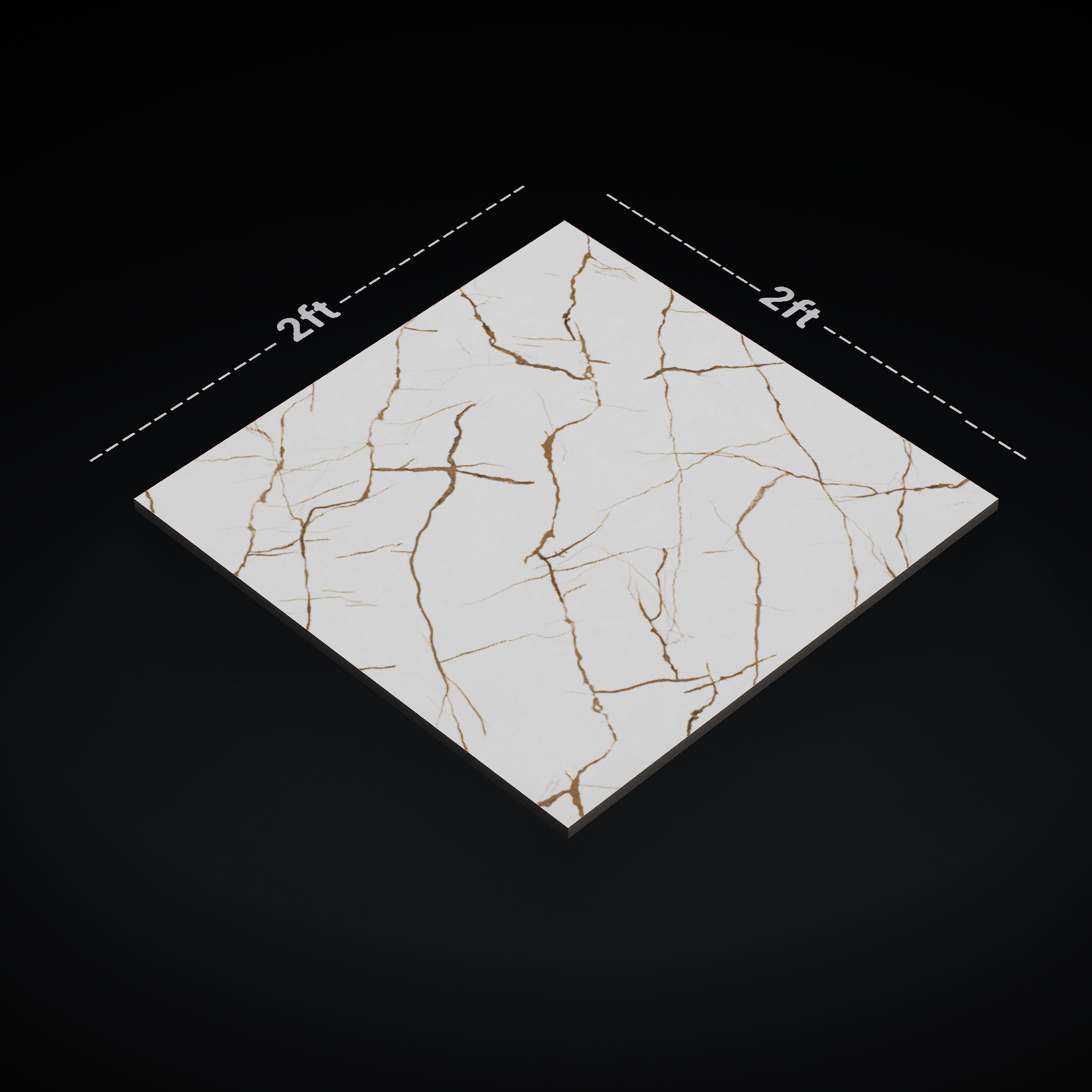 Dimension image of TL 01504 White 2 ft x 2 ft Matte Finish Wall and Floor Porcelain Moroccan Tile - 9 mm | Material Depot