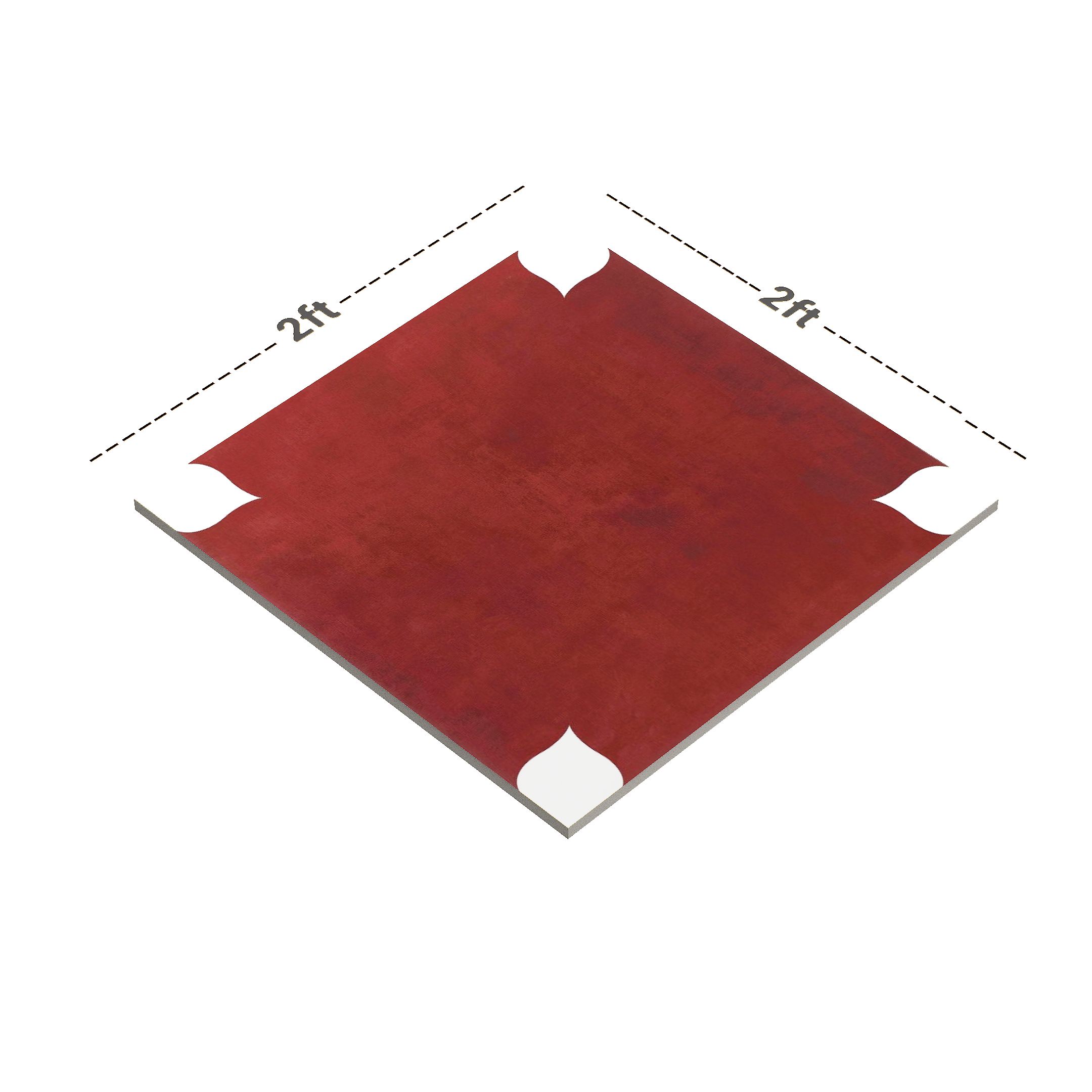 Dimension image of TL 02138 A Crimson Red Centre Part 600 x 600 mm Tile | Material Depot