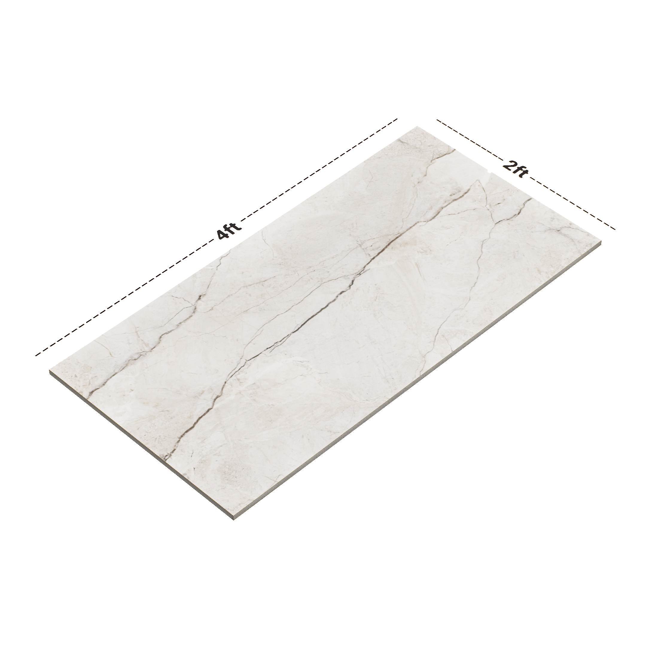 Dimension image of TL 02189 1 Marmo Beige 4 ft x 2 ft Glossy Finish Wall & Floor Tile - 9 mm | Material Depot