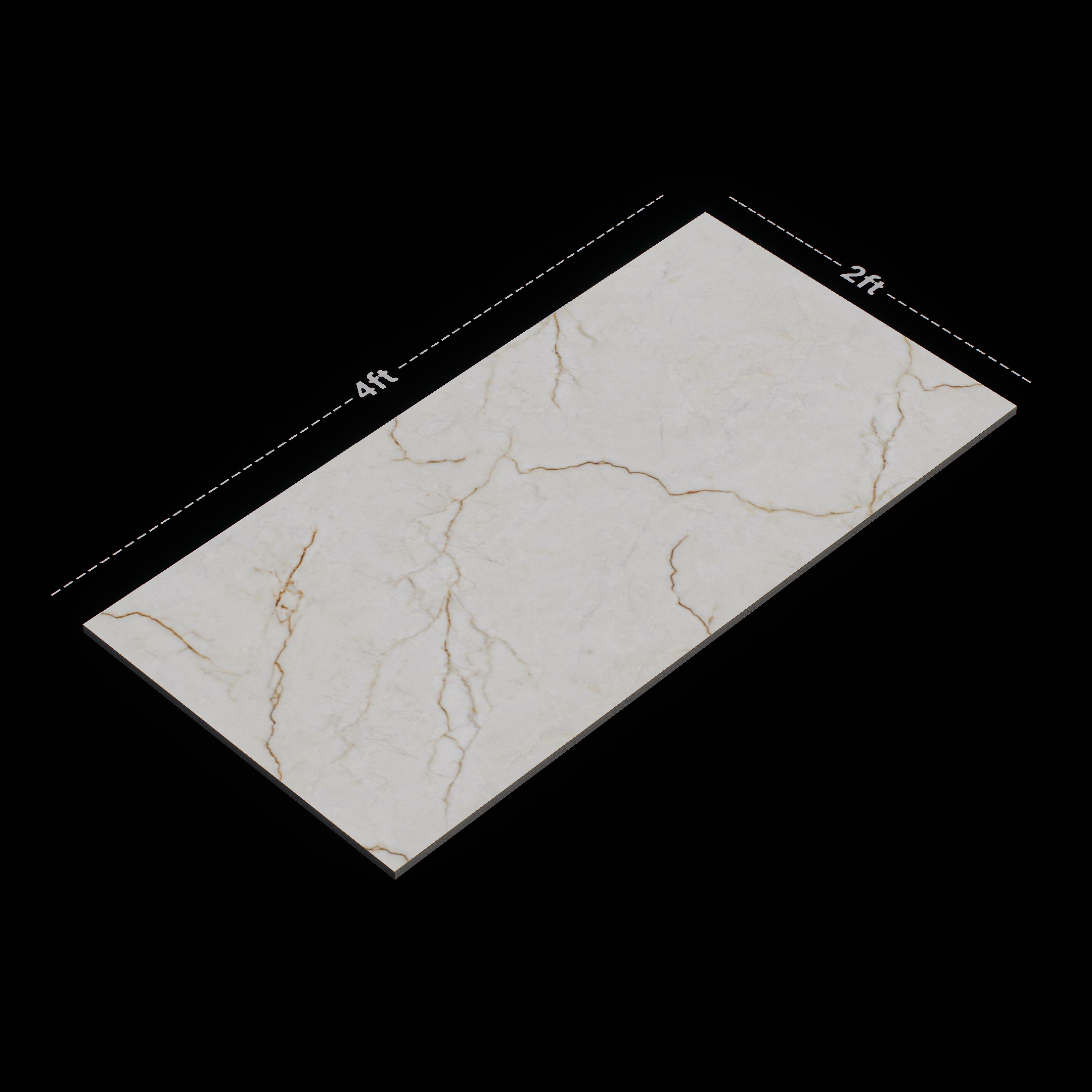 Dimension image of TL 02190 1 Mevrik Beige 4 ft x 2 ft Glossy Finish Wall & Floor Tile - 9 mm | Material Depot