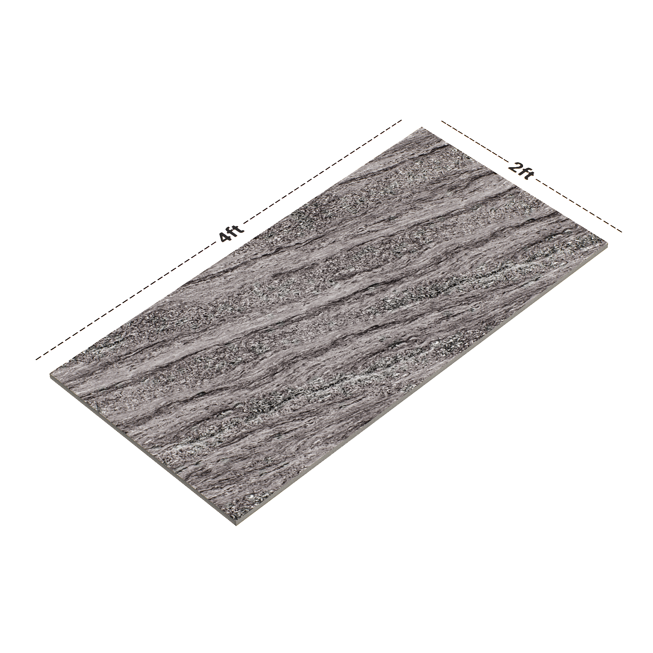 Dimension image of TL 02195 B 2 Alexa Grey 4 ft x 2 ft Glossy Finish Wall & Floor Tile - 9 mm | Material Depot