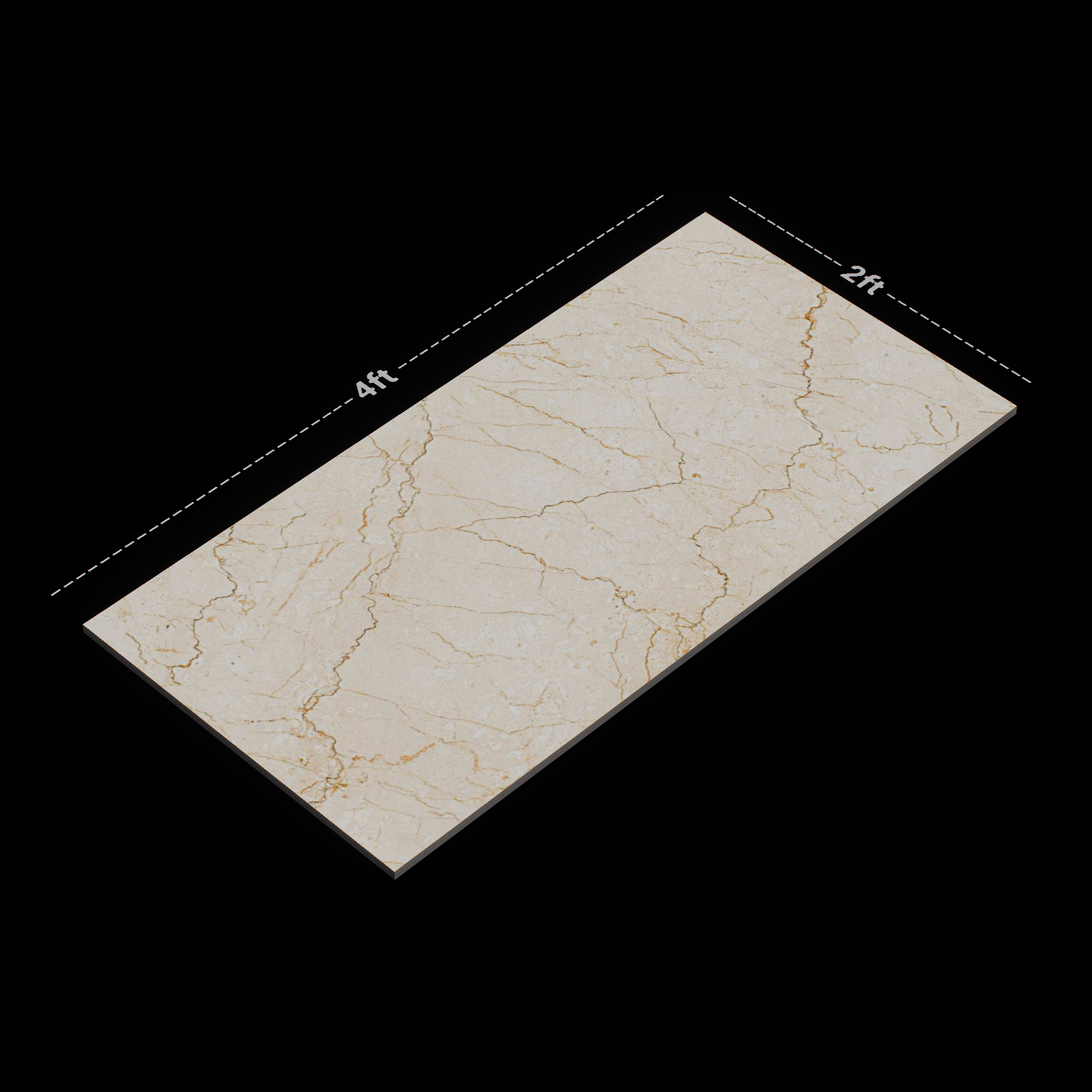 Dimension image of TL 02209 1 Unction Cream 4 ft x 2 ft Glossy Finish Wall & Floor Tile - 9 mm (Random 5) | Material Depot