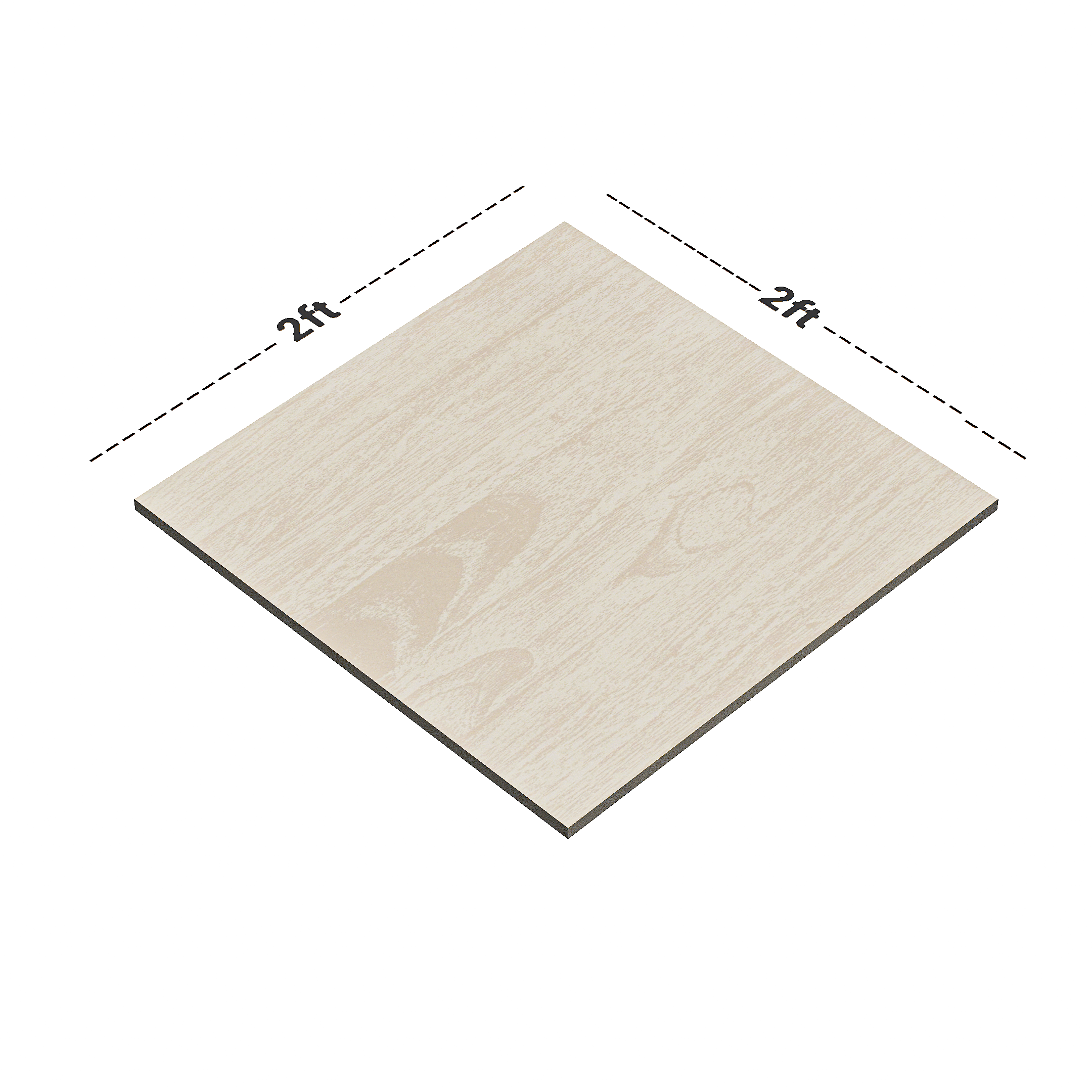 Dimension image of TL 02231 Marshmallow Cream 2 ft x 2 ft Glossy Finish Vitrified Floor Tile - 8 mm | Material Depot