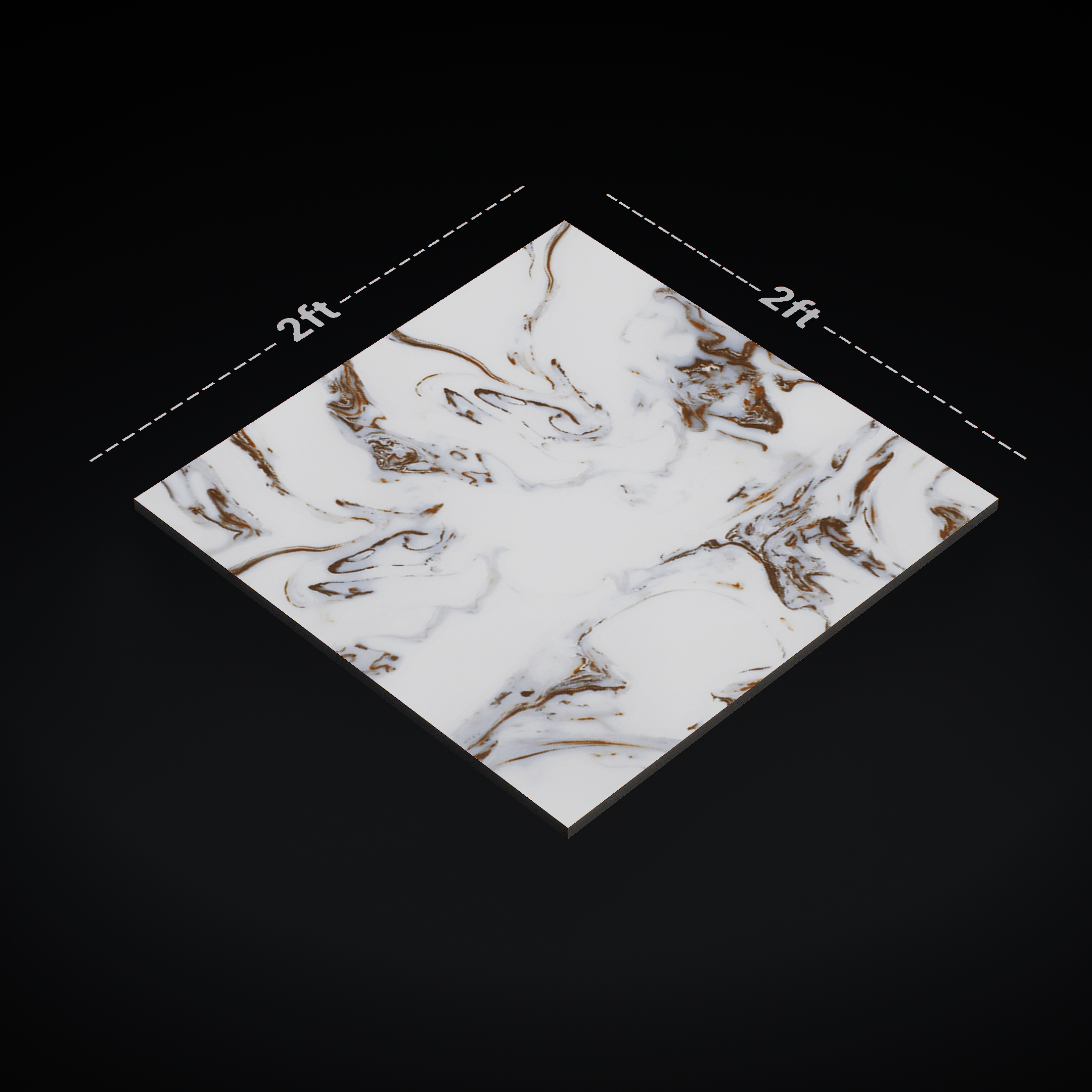 Dimension image of TL 02242 Blute White 2 ft x 2 ft  Wall & Floor Tile - 9 mm | Material Depot